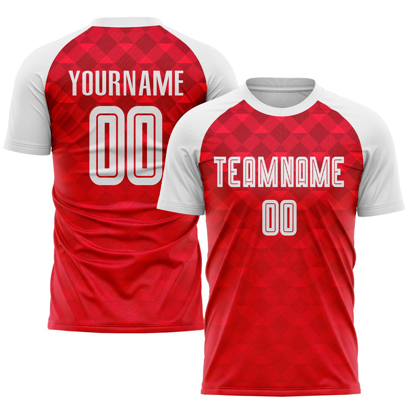 Custom Soccer Jersey, Red White Sportswear Jersey Shirt, Athletic Mesh Moisture Wicking Jersey, Casual Gift for Men, Style Soccer0312