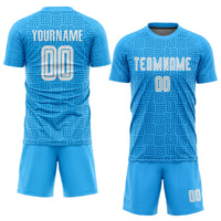 Custom Soccer Jersey, Light Blue White Sportswear Jersey Shirt, Athletic Mesh Moisture Wicking Jersey, Casual Gift for Men, Style Soccer0316