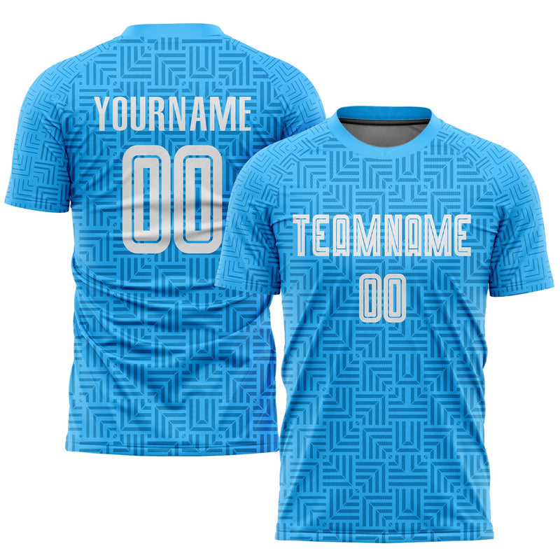 Custom Soccer Jersey, Light Blue White Sportswear Jersey Shirt, Athletic Mesh Moisture Wicking Jersey, Casual Gift for Men, Style Soccer0316