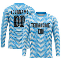 Custom Soccer Jersey, Light Blue Black Sportswear Jersey Shirt, Athletic Mesh Moisture Wicking Jersey, Casual Gift for Men, Style Soccer0328