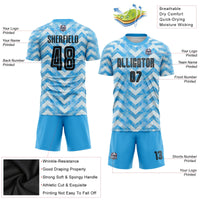 Custom Soccer Jersey, Light Blue Black Sportswear Jersey Shirt, Athletic Mesh Moisture Wicking Jersey, Casual Gift for Men, Style Soccer0328