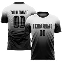Custom Soccer Jersey, White Black Fashion Sportswear Jersey Shirt, Athletic Mesh Moisture Wicking Jersey, Casual Gift for Men