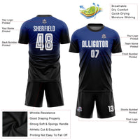 Custom Soccer Jersey, Royal White Black Fashion Sportswear Jersey Shirt, Athletic Mesh Moisture Wicking Jersey, Casual Gift for Men