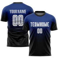 Custom Soccer Jersey, Royal White Black Fashion Sportswear Jersey Shirt, Athletic Mesh Moisture Wicking Jersey, Casual Gift for Men