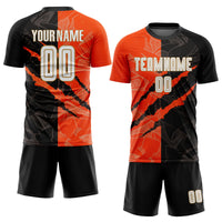 Custom Soccer Jersey, White Black Orange Sportswear Jersey Shirt, Athletic Mesh Moisture Wicking Jersey, Casual Gift for Men, Style Soccer0348