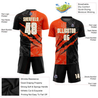 Custom Soccer Jersey, White Black Orange Sportswear Jersey Shirt, Athletic Mesh Moisture Wicking Jersey, Casual Gift for Men, Style Soccer0348