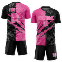 Custom Soccer Jersey, Pink Black White Sportswear Jersey Shirt, Athletic Mesh Moisture Wicking Jersey, Casual Gift for Men, Style Soccer0349