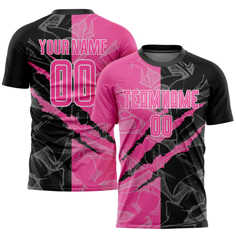 Custom Soccer Jersey, Pink Black White Sportswear Jersey Shirt, Athletic Mesh Moisture Wicking Jersey, Casual Gift for Men, Style Soccer0349