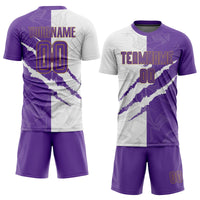 Custom Soccer Jersey, Purple White Old Gold Sportswear Jersey Shirt, Athletic Mesh Moisture Wicking Jersey, Casual Gift for Men