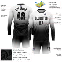 Custom Soccer Jersey, White Black Fashion Sportswear Jersey Shirt, Athletic Long Sleeve Mesh Jersey, Casual Gift for Men
