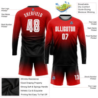 Custom Soccer Jersey, Red White Black Fashion Sportswear Jersey Shirt, Athletic Long Sleeve Mesh Jersey, Casual Gift for Men