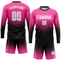 Custom Soccer Jersey, Pink White Black Fashion Sportswear Jersey Shirt, Athletic Long Sleeve Mesh Jersey, Casual Gift for Men