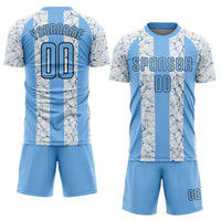 Custom Soccer Jersey, Light Blue Black Sportswear Jersey Shirt, Athletic Mesh Moisture Wicking Jersey, Casual Gift for Men, Style Soccer0498