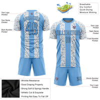 Custom Soccer Jersey, Light Blue Black Sportswear Jersey Shirt, Athletic Mesh Moisture Wicking Jersey, Casual Gift for Men, Style Soccer0498