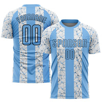 Custom Soccer Jersey, Light Blue Black Sportswear Jersey Shirt, Athletic Mesh Moisture Wicking Jersey, Casual Gift for Men, Style Soccer0498