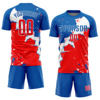 Custom Soccer Jersey, Royal Red White Sportswear Jersey Shirt, Athletic Mesh Moisture Wicking Jersey, Casual Gift for Men