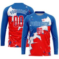 Custom Soccer Jersey, Royal Red White Sportswear Jersey Shirt, Athletic Mesh Moisture Wicking Jersey, Casual Gift for Men