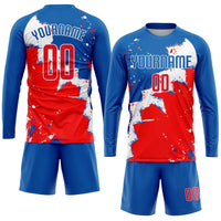 Custom Soccer Jersey, Royal Red White Sportswear Jersey Shirt, Athletic Mesh Moisture Wicking Jersey, Casual Gift for Men