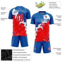 Custom Soccer Jersey, Royal Red White Sportswear Jersey Shirt, Athletic Mesh Moisture Wicking Jersey, Casual Gift for Men