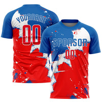 Custom Soccer Jersey, Royal Red White Sportswear Jersey Shirt, Athletic Mesh Moisture Wicking Jersey, Casual Gift for Men