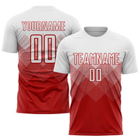 Custom Soccer Jersey, Red White Sportswear Jersey Shirt, Athletic Mesh Moisture Wicking Jersey, Casual Gift for Men, Style Soccer0584