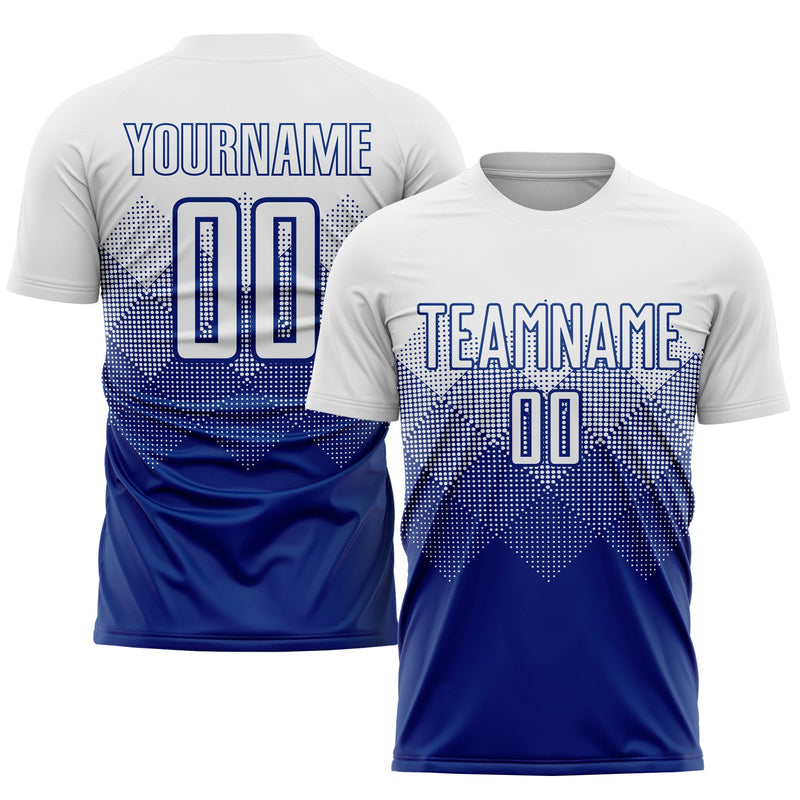 Custom Soccer Jersey, Royal White Sportswear Jersey Shirt, Athletic Mesh Moisture Wicking Jersey, Casual Gift for Men, Style Soccer0585