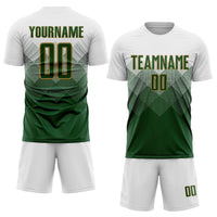 Custom Soccer Jersey, White Green Old Gold Sportswear Jersey Shirt, Athletic Mesh Moisture Wicking Jersey, Casual Gift for Men