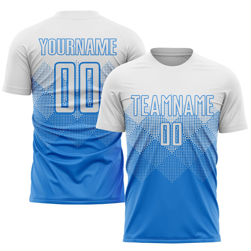 Custom Soccer Jersey, Blue White Sportswear Jersey Shirt, Athletic Mesh Moisture Wicking Jersey, Casual Gift for Men