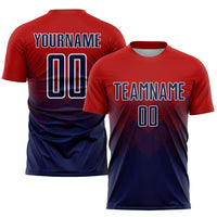 Custom Soccer Jersey, Red Navy White Sportswear Jersey Shirt, Athletic Mesh Moisture Wicking Jersey, Casual Gift for Men