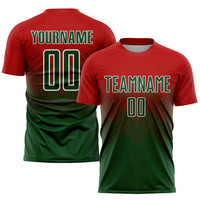 Custom Soccer Jersey, Red Green White Sportswear Jersey Shirt, Athletic Mesh Moisture Wicking Jersey, Casual Gift for Men