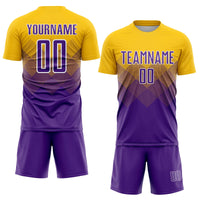 Custom Soccer Jersey, Gold Purple White Sportswear Jersey Shirt, Athletic Mesh Moisture Wicking Jersey, Casual Gift for Men
