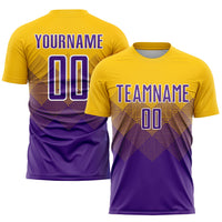 Custom Soccer Jersey, Gold Purple White Sportswear Jersey Shirt, Athletic Mesh Moisture Wicking Jersey, Casual Gift for Men
