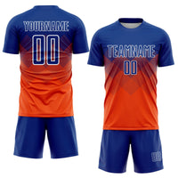 Custom Soccer Jersey, Orange Royal White Sportswear Jersey Shirt, Athletic Mesh Moisture Wicking Jersey, Casual Gift for Men