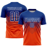 Custom Soccer Jersey, Orange Royal White Sportswear Jersey Shirt, Athletic Mesh Moisture Wicking Jersey, Casual Gift for Men