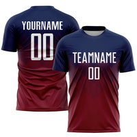 Custom Soccer Jersey, Navy White Crimson Sportswear Jersey Shirt, Athletic Mesh Moisture Wicking Jersey, Casual Gift for Men