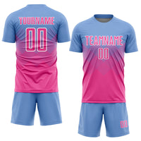 Custom Soccer Jersey, Light Blue Pink Sportswear Jersey Shirt, Athletic Mesh Moisture Wicking Jersey, Casual Gift for Men, Style Soccer0676