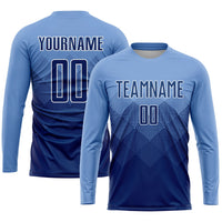 Custom Soccer Jersey, Light Blue Navy White Sportswear Jersey Shirt, Athletic Mesh Moisture Wicking Jersey, Casual Gift for Men