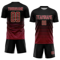 Custom Soccer Jersey, Black Maroon Cream Pinstripe Fashion Sportswear Jersey Shirt, Athletic Mesh Moisture Wicking Jersey, Casual Gift for Men