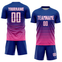 Custom Soccer Jersey, Royal White Pink Pinstripe Fashion Sportswear Jersey Shirt, Athletic Mesh Moisture Wicking Jersey, Casual Gift for Men
