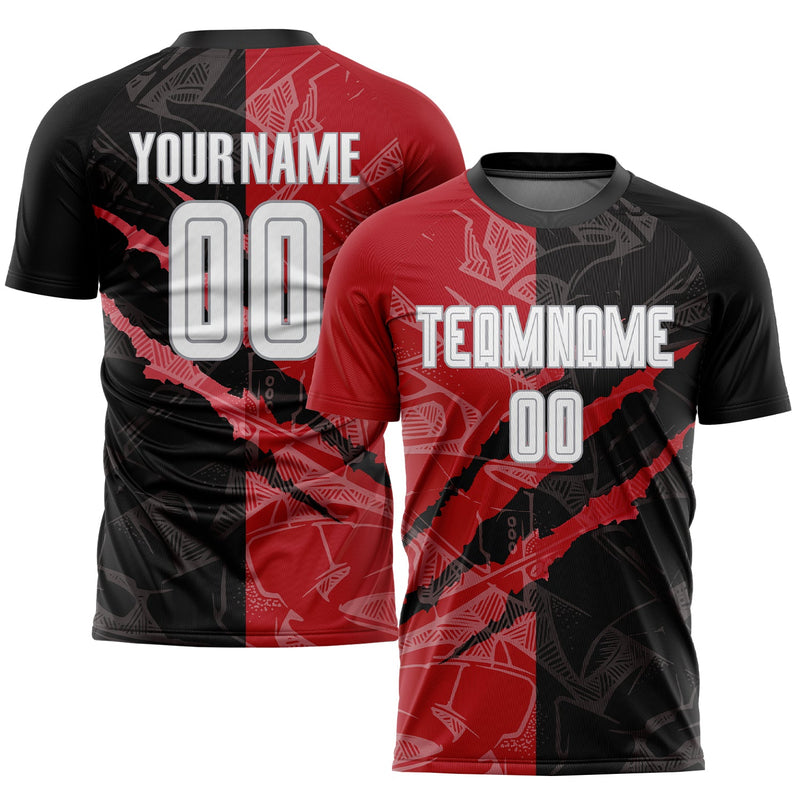 Custom Soccer Jersey, White Black Red Sportswear Jersey Shirt, Athletic Mesh Moisture Wicking Jersey, Casual Gift for Men, Style Soccer0779