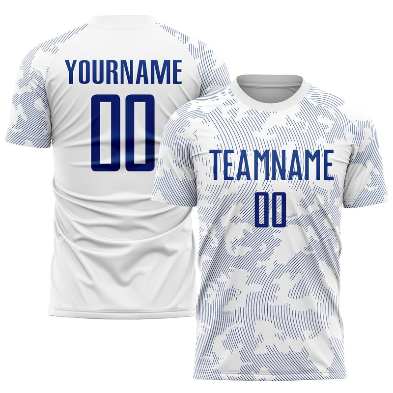 Custom Soccer Jersey, White Royal Sportswear Jersey Shirt, Athletic Mesh Moisture Wicking Jersey, Casual Gift for Men, Style Soccer0782