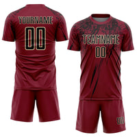 Custom Soccer Jersey, Crimson Black Cream Sportswear Jersey Shirt, Athletic Mesh Moisture Wicking Jersey, Casual Gift for Men, Style Soccer0847