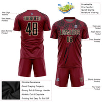 Custom Soccer Jersey, Crimson Black Cream Sportswear Jersey Shirt, Athletic Mesh Moisture Wicking Jersey, Casual Gift for Men, Style Soccer0847