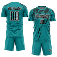 Custom Soccer Jersey, Teal Black White Sportswear Jersey Shirt, Athletic Mesh Moisture Wicking Jersey, Casual Gift for Men