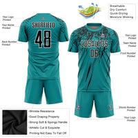Custom Soccer Jersey, Teal Black White Sportswear Jersey Shirt, Athletic Mesh Moisture Wicking Jersey, Casual Gift for Men