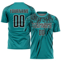 Custom Soccer Jersey, Teal Black White Sportswear Jersey Shirt, Athletic Mesh Moisture Wicking Jersey, Casual Gift for Men