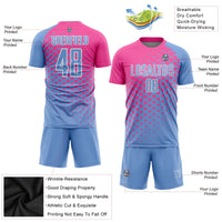 Custom Soccer Jersey, Light Blue Pink Sportswear Jersey Shirt, Athletic Mesh Moisture Wicking Jersey, Casual Gift for Men, Style Soccer0881