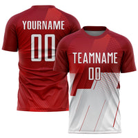 Custom Soccer Jersey, Red White Sportswear Jersey Shirt, Athletic Mesh Moisture Wicking Jersey, Casual Gift for Men, Style Soccer0882
