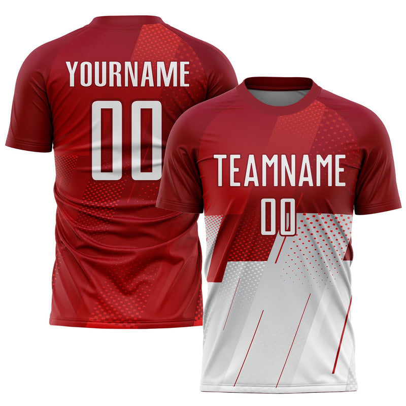 Custom Soccer Jersey, Red White Sportswear Jersey Shirt, Athletic Mesh Moisture Wicking Jersey, Casual Gift for Men, Style Soccer0882