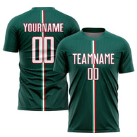 Custom Soccer Jersey, Green White Red Sportswear Jersey Shirt, Athletic Mesh Moisture Wicking Jersey, Casual Gift for Men